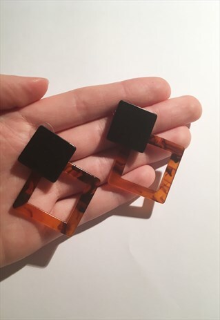 WOMENS BROWN TORTOISE SHELL ACRYLIC EARRINGS DANGLY EARRINGS