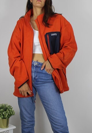 VINTAGE RALPH LAUREN CHAPS FLEECE JACKET W LOGO FRONT