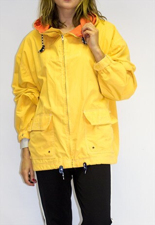 VINTAGE BRIGHT YELLOW PARKA WINDBREAKER