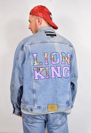 NORTH REWORKED DISNEY LION KING FONT FESTIVAL DENIM JACKET