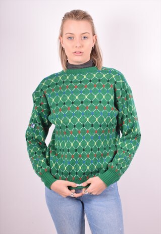 WOMENS VINTAGE JUMPER SWEATER MEDIUM GREEN 90S