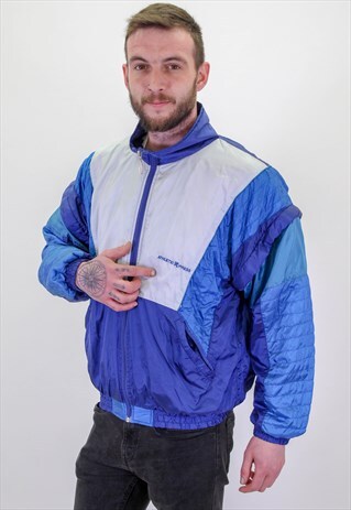 VINTAGE FESTIVAL SHELL PATTERN JACKET IN BLUE XL