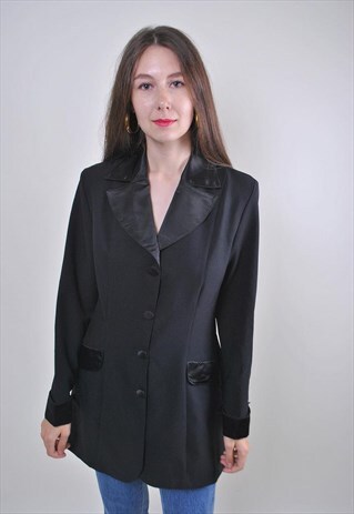 90S VINTAGE BLACK EVENING SUIT BLAZER, SIZE M
