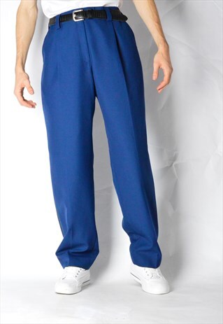 BLUE WOOL BLEND PANTS