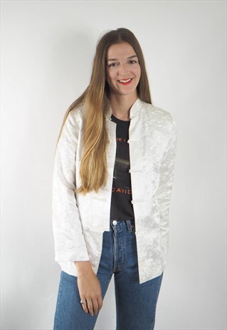 VINTAGE WHITE EMBROIDERED CHINESE JACKET