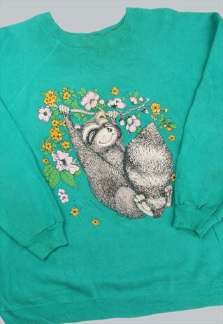 VINTAGE UNKNOWN SWEATSHIRT ANIMAL GREEN LARGE
