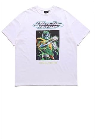 POWER RANGER PRINT T-SHIRT RETRO TRANSFORMER TEE ROBOT TOP