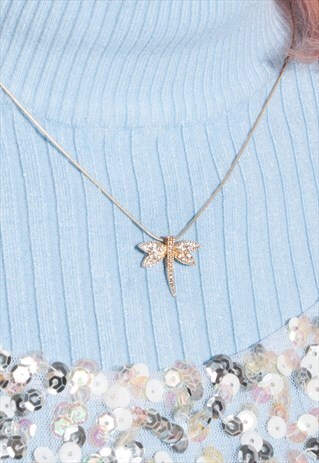 VINTAGE DRAGONFLY NECKLACE Y2K STERLING SILVER 925 JEWELLERY