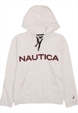 Vintage 90's Nautica Hoodie Spellout White Large