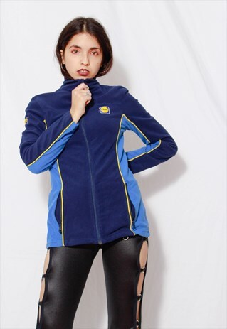 VINTAGE Y2K 90S TRASHY BLUE LIDL FLEECE CARDIGAN JUMPER