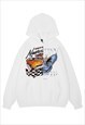 RACING HOODIE SPORTS CAR PRINT PULLOVER MOTOR TOP IN BLACK