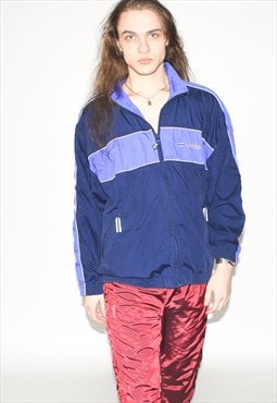Vintage 90s classic track jacket in navy blue / purple