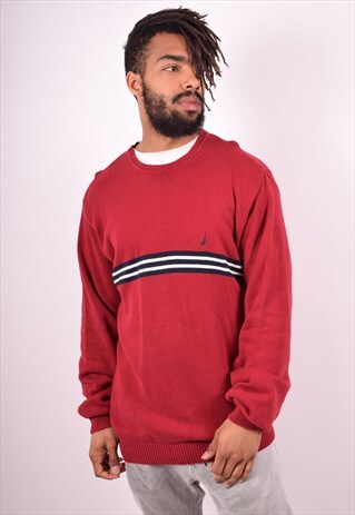 NAUTICA MENS VINTAGE JUMPER SWEATER XL RED 90S