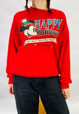 Vintage Size M Disney Christmas Sweatshirt in Red