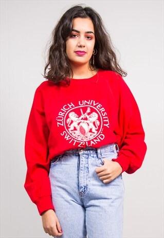 90'S VINTAGE RED ZURICH UNIVERSITY SWITZERLAND SWEATSHIRT