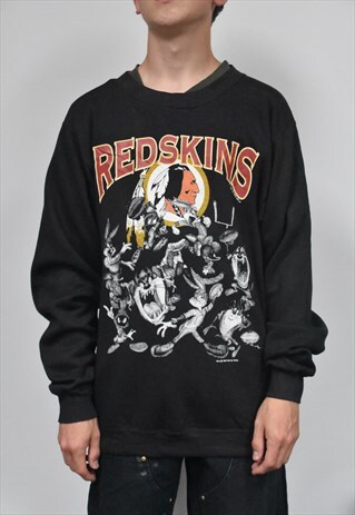 VINTAGE 90S LOONEY TUNES WASHINGTON REDSKINS SWEATSHIRT BLAC