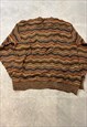 VINTAGE KNITTED JUMPER ABSTRACT PATTERNED KNIT SWEATER