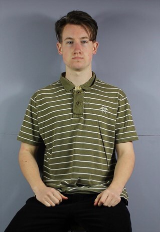 VINTAGE RALPH LAUREN JEANS POLO SHIRT IN GREEN WITH EMBROIDE