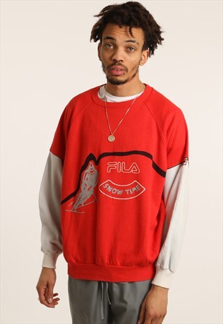 VINTAGE FILA PRINTED SPELLOUT SWEATSHIRT