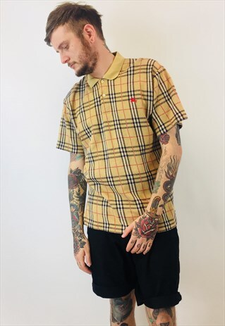 RARE VINTAGE 80S BURBERRY NOVA PRINT POLO SHIRT