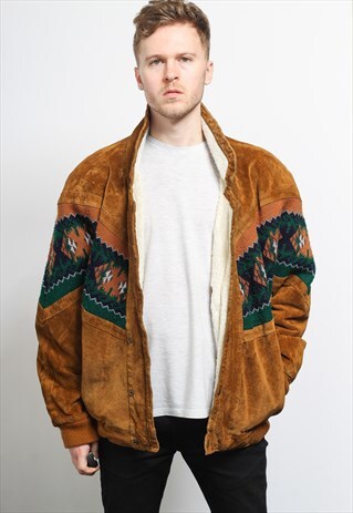 VINTAGE AZTEC INCA FLEECE LINED JACKET