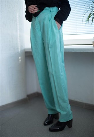 VINTAGE 90'S MINT GREEN HIGH WAISTED TROUSERS