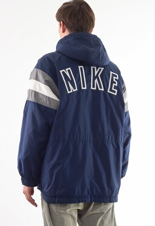 VINTAGE NIKE WINTER PADDED COAT 90S BLUE BIG LOGO