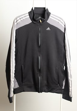 Vintage Adidas Logo Track Jacket Black Grey
