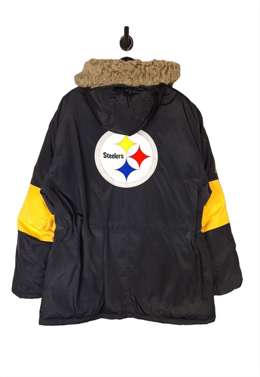 Y2K Men's NFL Pittsburgh Steelers Parka Coat Black Size XL