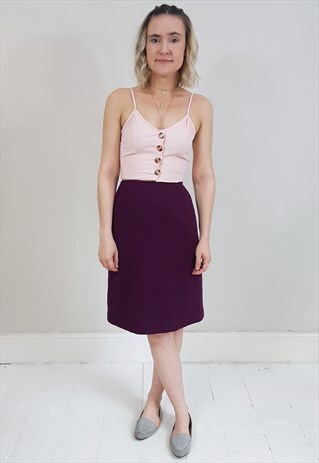 VINTAGE 70'S PLUM WOOL PENCIL SKIRT