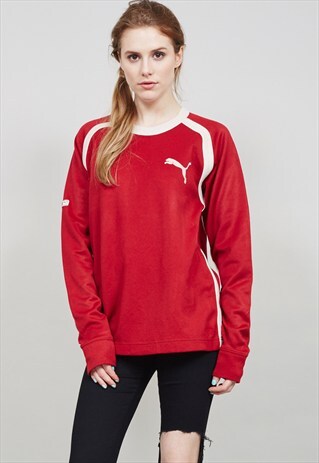 VINTAGE 70'S OVERSIZED BERRY RED PUMA SWEATER