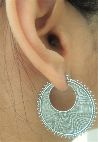 STERLING SILVER EVENING HOOP EARRINGS