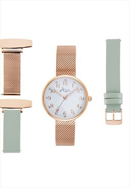 Venus Interchangeable Rose Gold/Teal Leather