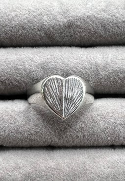 Vintage Heart Signet Ring chunky silver