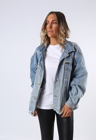 DENIM JACKET OVERSIZED FITTED VINTAGE UK 20 (HC5X)