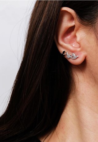 THREE BIRD STERLING SILVER EARRING