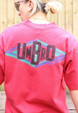Vintage 1990s Rare Single stitch Umbro t shirt in pink