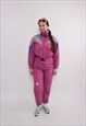 Vintage one piece ski suit, 90s pink ski jumpsuit, women 
