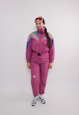 Vintage one piece ski suit, 90s pink ski jumpsuit, women 
