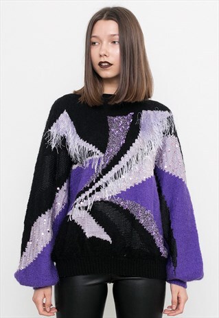 FLUFFY SEQUINED SWEATER