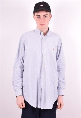 RALPH LAUREN MENS VINTAGE SHIRT MEDIUM BLUE 90'S