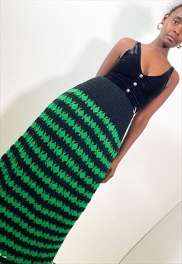 Vintage 70s green knitting wool skirt 