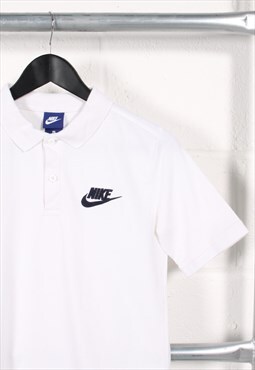 Vintage Nike Polo Shirt in White Short Sleeve Sports Top XS