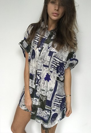 PATTERNED OVERSIZED RETRO VINTAGE UNISEX FESTIVAL SHIRT