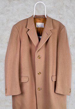 Vintage Aquascutum Beige Overcoat Jacket Wool Cashmere XL 44