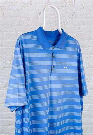 VINTAGE NIKE GOLF POLO SHIRT STRIPED BLUE XL