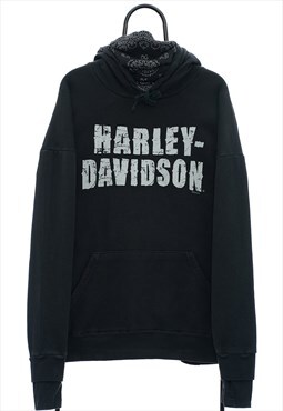 Retro Harley Davidson Graphic Black Hoodie Womens
