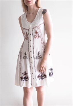 Vintage White Embroidered Dress