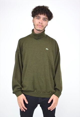 VINTAGE 90'S LACOSTE GREEN ROLL NECK JUMPER