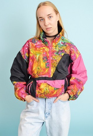 VINTAGE 90'S RETRO OVERSIZED ATHLEISURE BOMBER JACKET